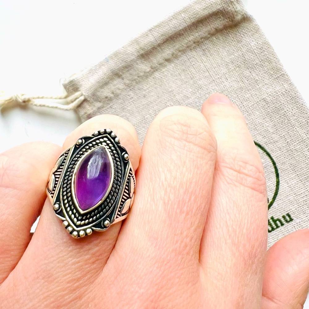 NWT Amethyst Marquis Ring Sterling Silver Size 7.25
